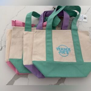 Trader Joe’s Canvas Colorblock Tote Bag - Purple/Green/or pink each 20$